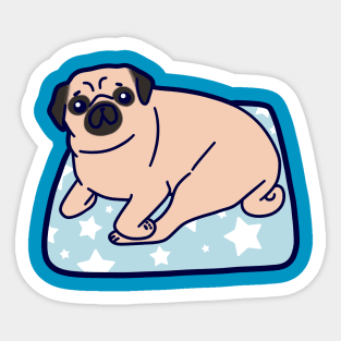 Pug sitting on a Starry Pillow Sticker